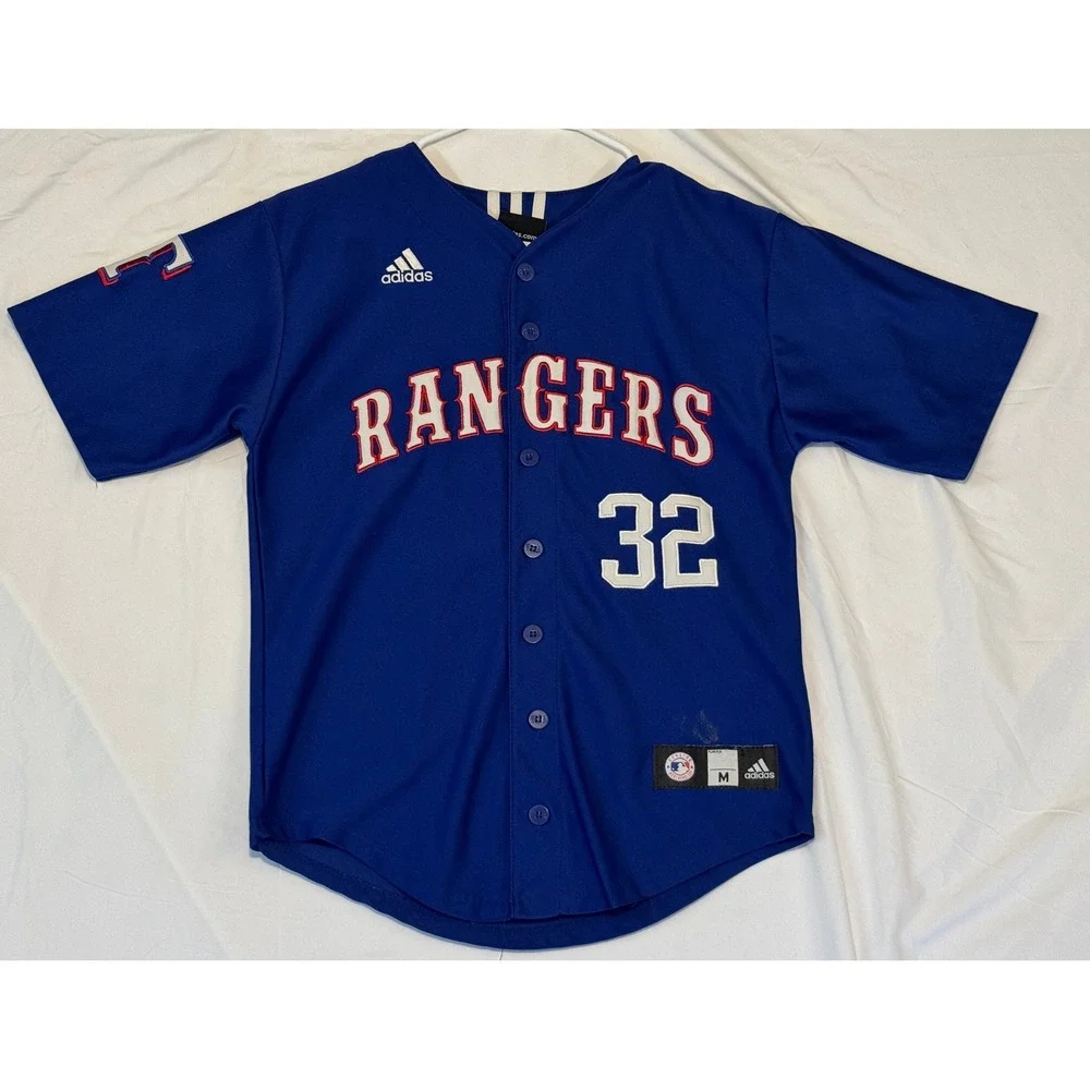 Adidas Texas Rangers Josh Hamilton 32 Youth Baseball Jersey Blue Size M 10-12